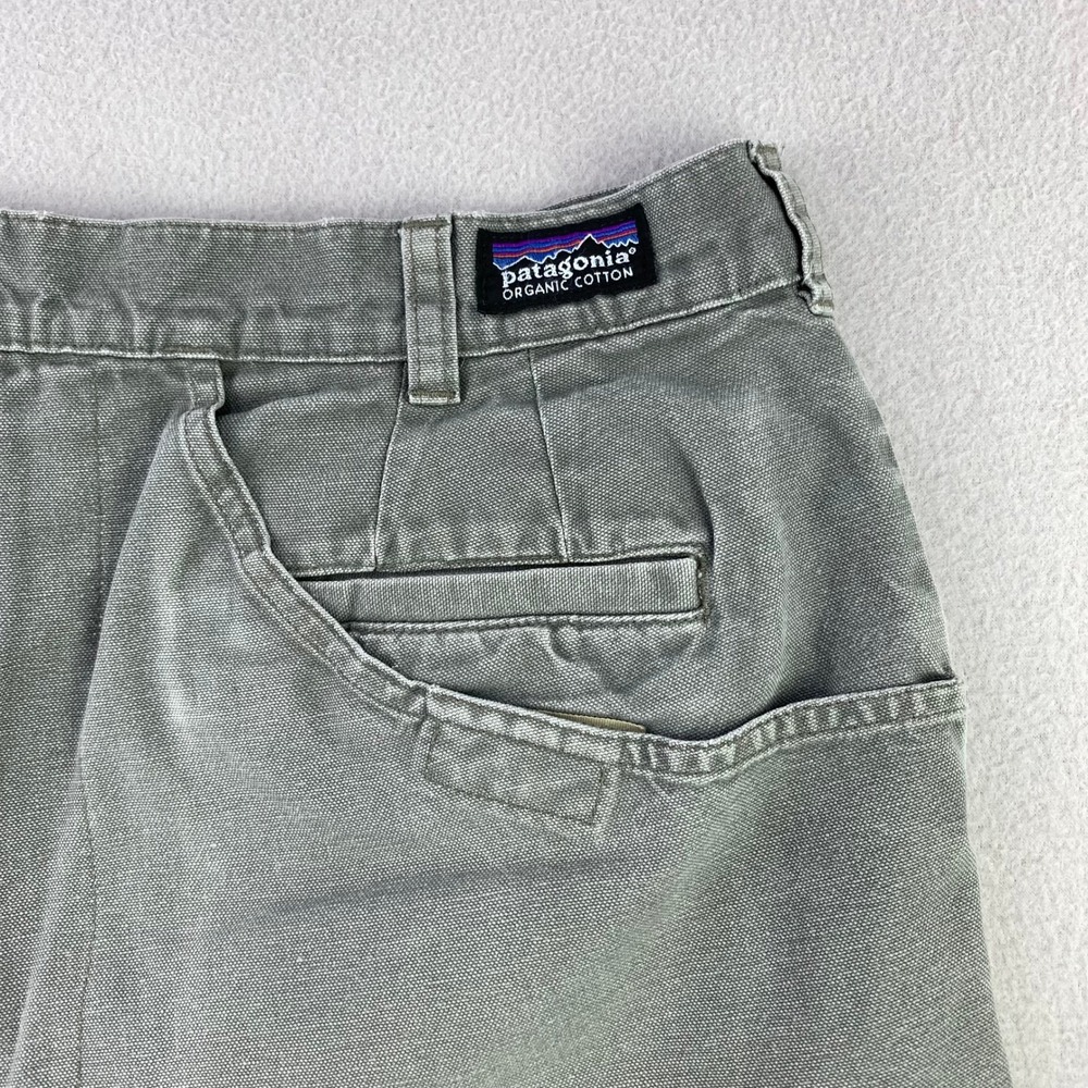 Vintage Patagonia Stand Up Shorts Mens 34 Faded Khaki Green 90s Organic Cotton